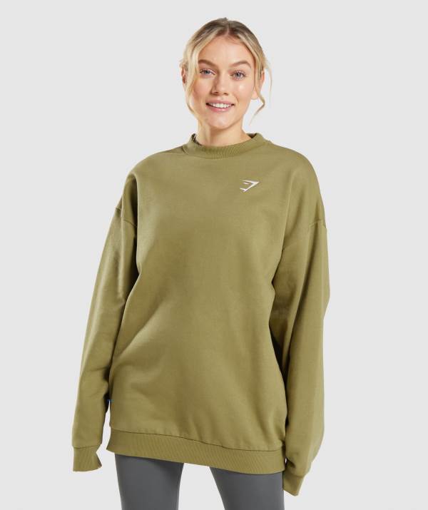 Damske Mikiny Gymshark Training Oversized Zelene | DY6325701